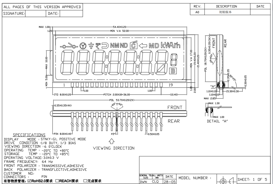 Electricity Meter LCD Display