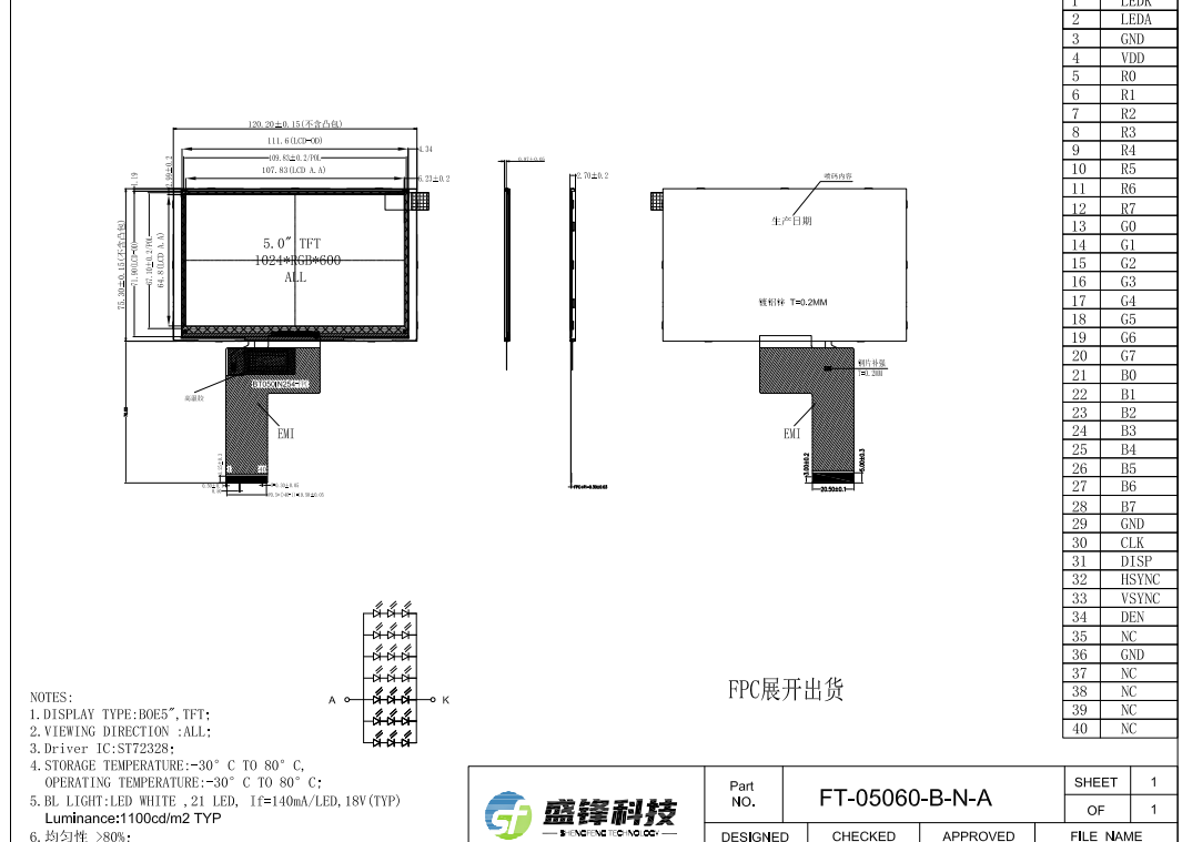 Automotive 5.0 inch TFT Display Module Automotive 5.0 inch TFT Display Module